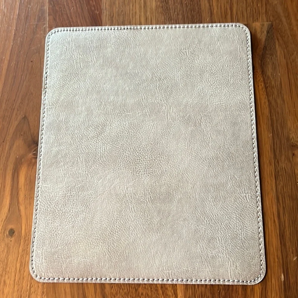 Faux Grey Leather Mouse Pad (Wireless mouse NOT included)
